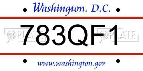 783QF1 District Of Columbia License Plate