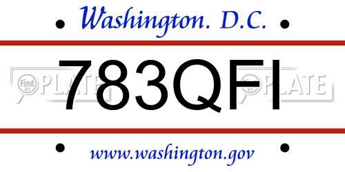 783QFI District Of Columbia License Plate