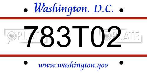 783T02 District Of Columbia License Plate