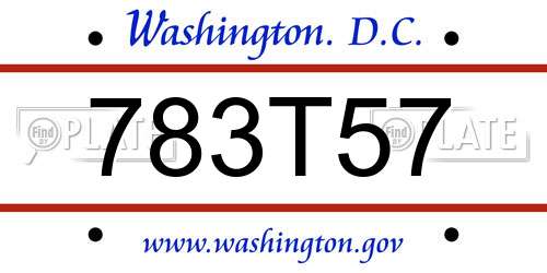 783T57 District Of Columbia License Plate