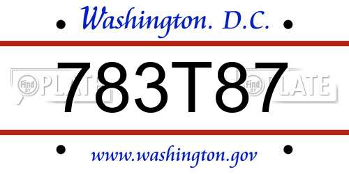 783T87 District Of Columbia License Plate