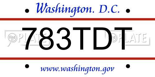 783TDT District Of Columbia License Plate