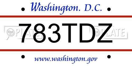 783TDZ District Of Columbia License Plate