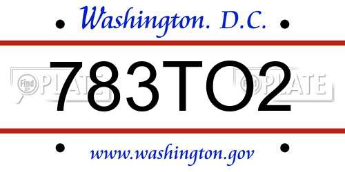 783TO2 District Of Columbia License Plate