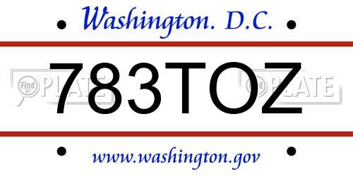 783TOZ District Of Columbia License Plate