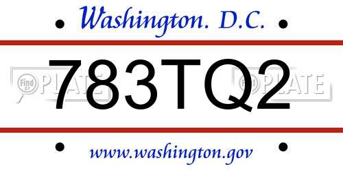 783TQ2 District Of Columbia License Plate