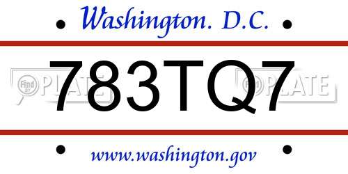 783TQ7 District Of Columbia License Plate