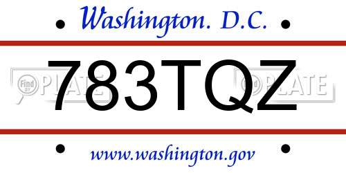 783TQZ District Of Columbia License Plate