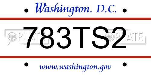 783TS2 District Of Columbia License Plate