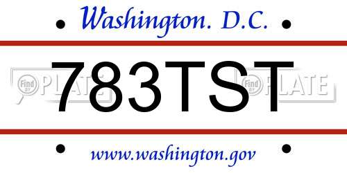 783TST District Of Columbia License Plate