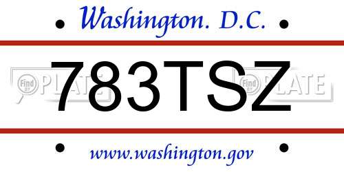 783TSZ District Of Columbia License Plate