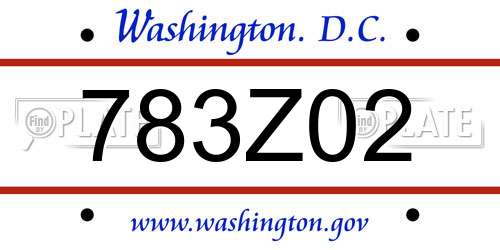 783Z02 District Of Columbia License Plate