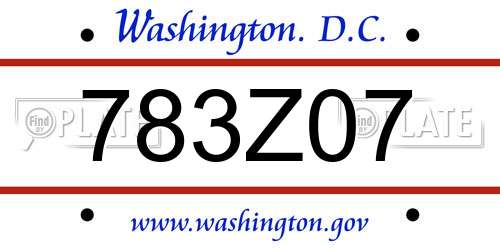 783Z07 District Of Columbia License Plate