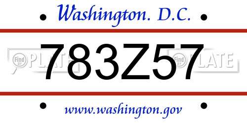 783Z57 District Of Columbia License Plate