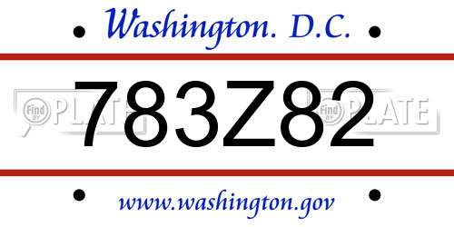 783Z82 District Of Columbia License Plate