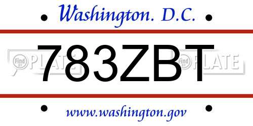 783ZBT District Of Columbia License Plate