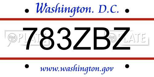 783ZBZ District Of Columbia License Plate