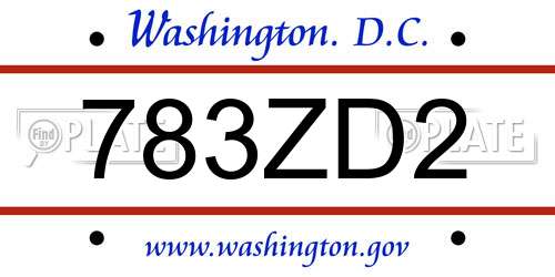 783ZD2 District Of Columbia License Plate