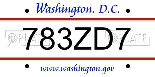 783ZD7 District Of Columbia License Plate