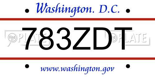 783ZDT District Of Columbia License Plate
