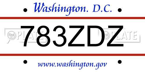 783ZDZ District Of Columbia License Plate