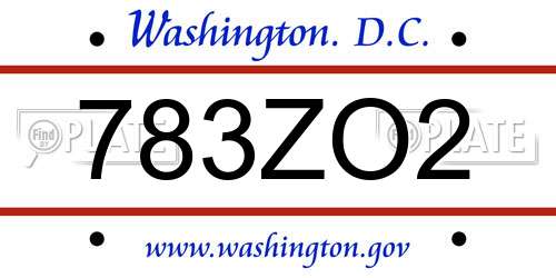 783ZO2 District Of Columbia License Plate