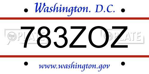 783ZOZ District Of Columbia License Plate