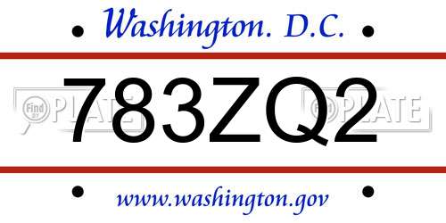 783ZQ2 District Of Columbia License Plate