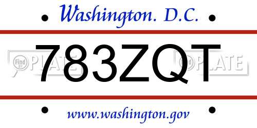 783ZQT District Of Columbia License Plate