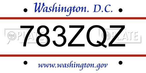 783ZQZ District Of Columbia License Plate