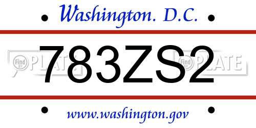 783ZS2 District Of Columbia License Plate