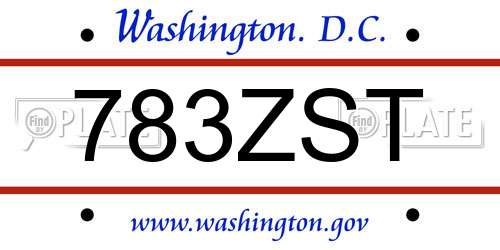 783ZST District Of Columbia License Plate