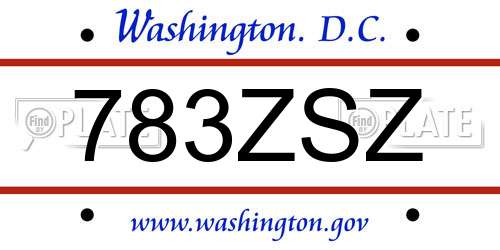 783ZSZ District Of Columbia License Plate