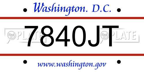 7840JT District Of Columbia License Plate