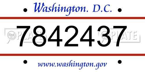 7842437 District Of Columbia License Plate