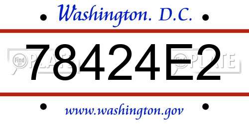 78424E2 District Of Columbia License Plate