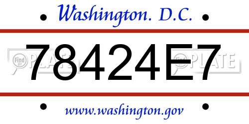 78424E7 District Of Columbia License Plate