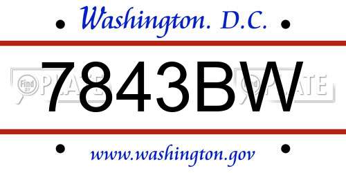 7843BW District Of Columbia License Plate