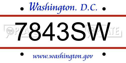 7843SW District Of Columbia License Plate