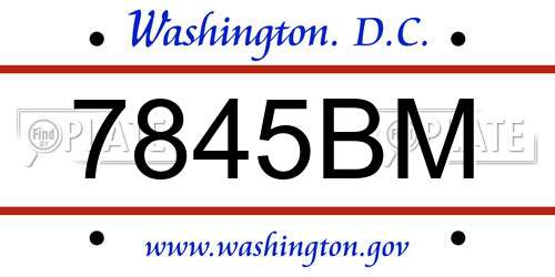 7845BM District Of Columbia License Plate