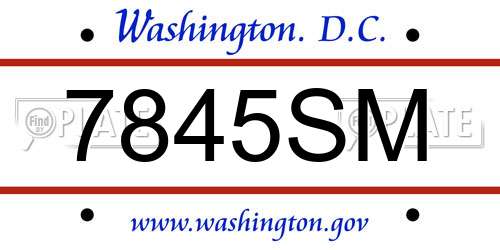 7845SM District Of Columbia License Plate