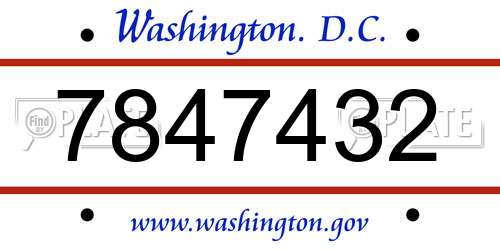 7847432 District Of Columbia License Plate