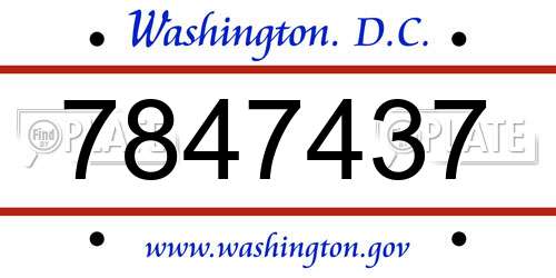 7847437 District Of Columbia License Plate