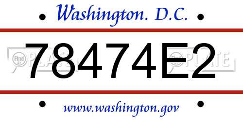78474E2 District Of Columbia License Plate