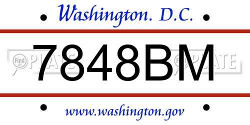 7848BM District Of Columbia License Plate