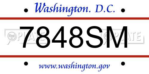 7848SM District Of Columbia License Plate