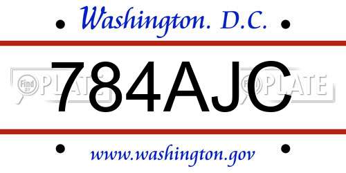 784AJC District Of Columbia License Plate