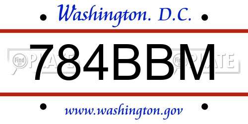 784BBM District Of Columbia License Plate
