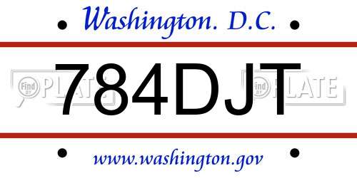784DJT District Of Columbia License Plate