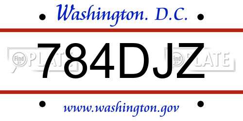 784DJZ District Of Columbia License Plate